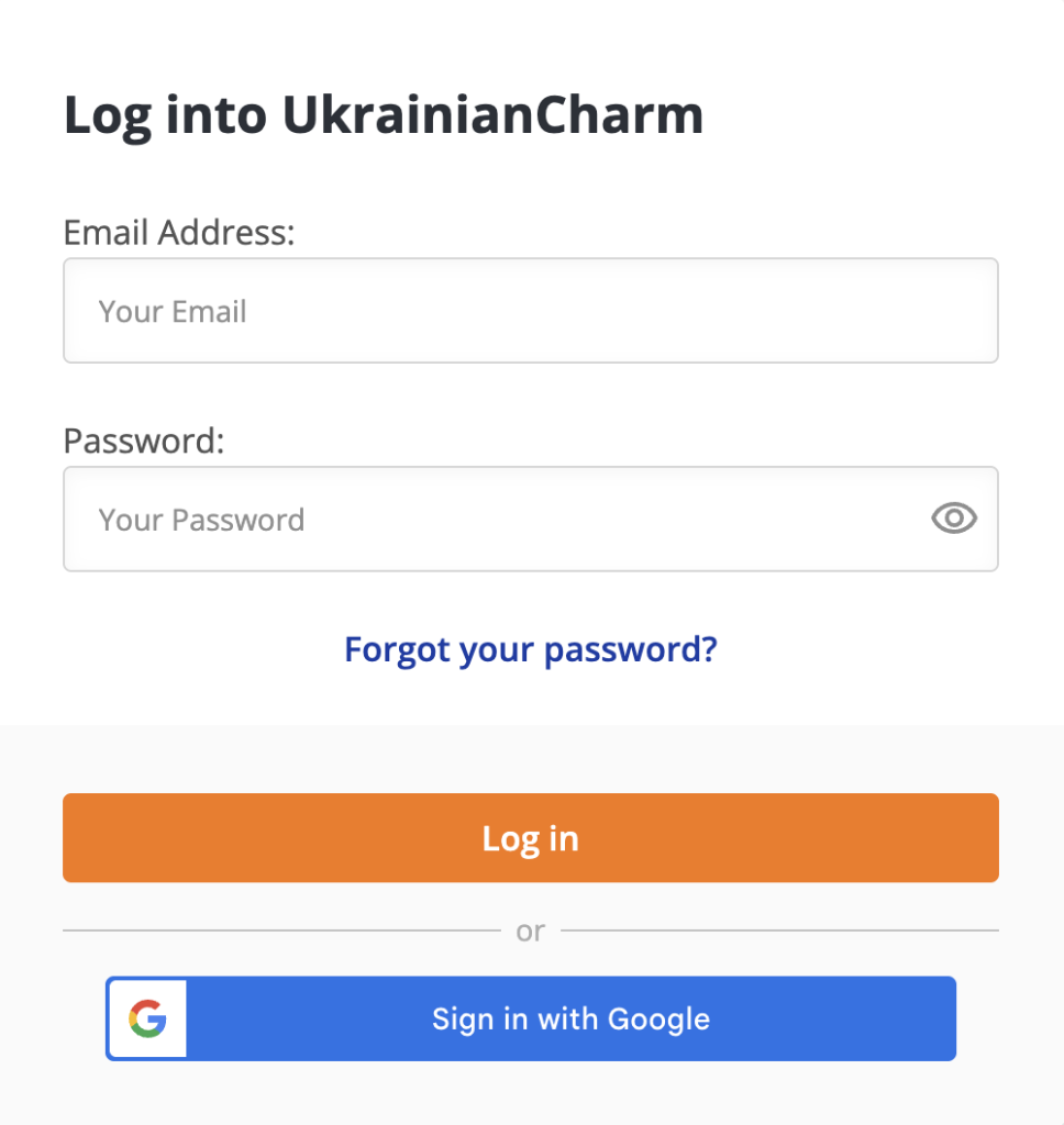 UkrainianCharm Login Form